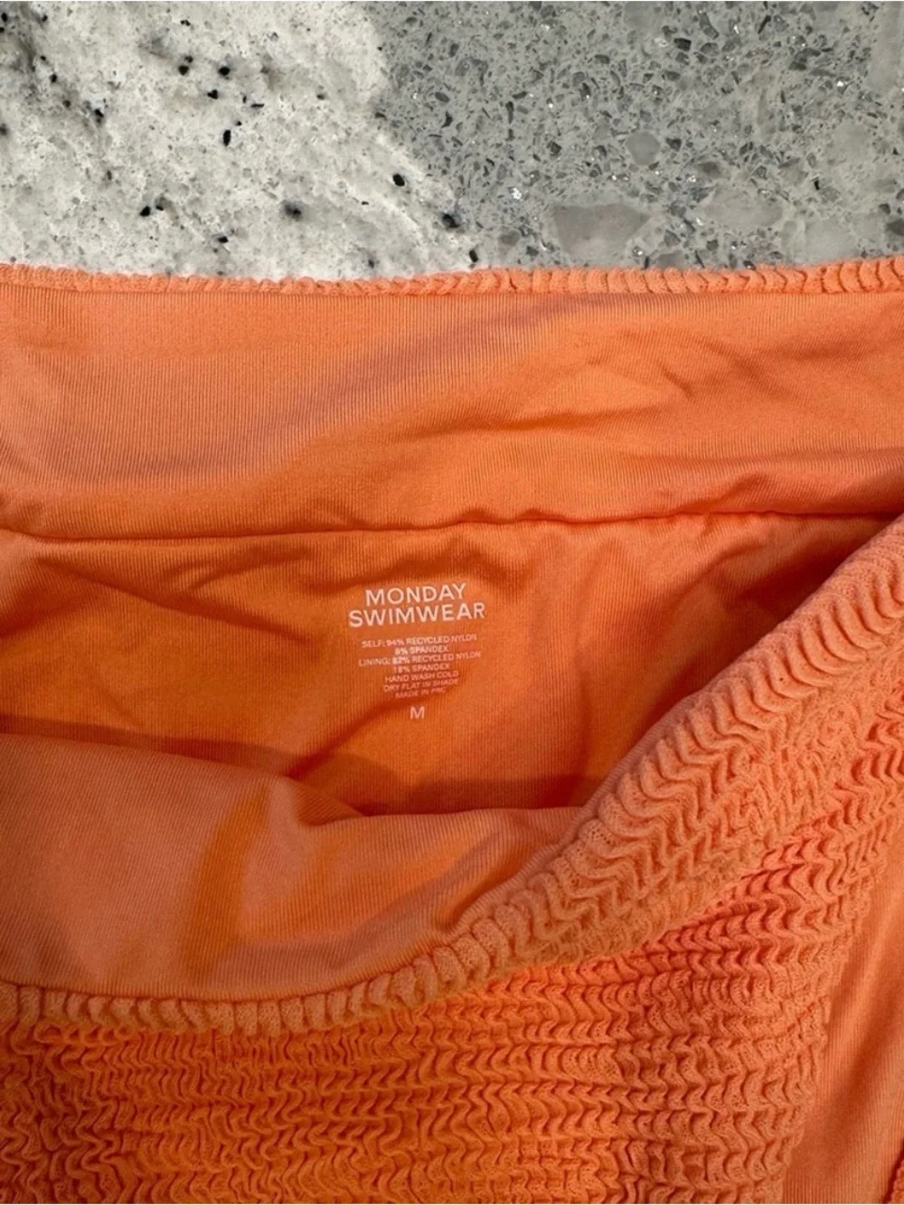 Monday Swimwear ARGENTINA BOTTOM - SUMMER PEACH CRINKLE Size Medium